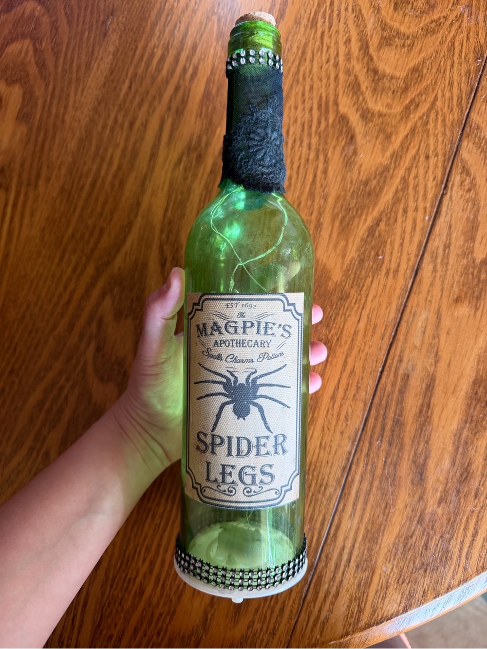 Halloween Green Spider Legs Decorative Bottle